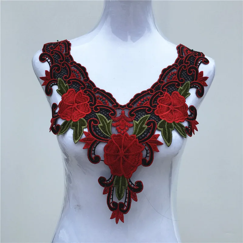 1 шт. красная серия кружевное платье аппликация мотив блузка швейная отделка