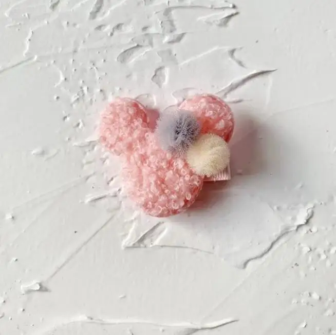 Clip-Mickey Pink Для девочек-подростков милые полностью Зайка сердечный ленты для волос звезда с кружевом Бальные помпонами упругих волос держатель резинки для волос для детей HT006 - Цвет: Clip-Mickey Pink