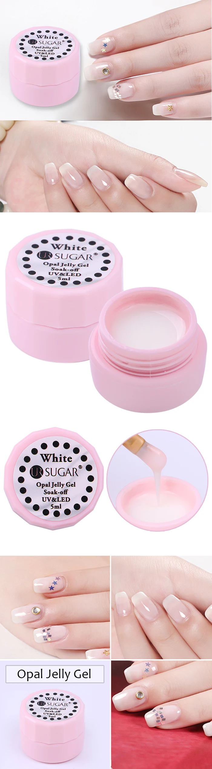 Ur Sugar 5 мл Опаловый Желейный Гель-лак полупрозрачный белый замачиваемый УФ-Гель-лак для ногтей Гель-лак для маникюра дизайн ногтей УФ-светодиодный лак