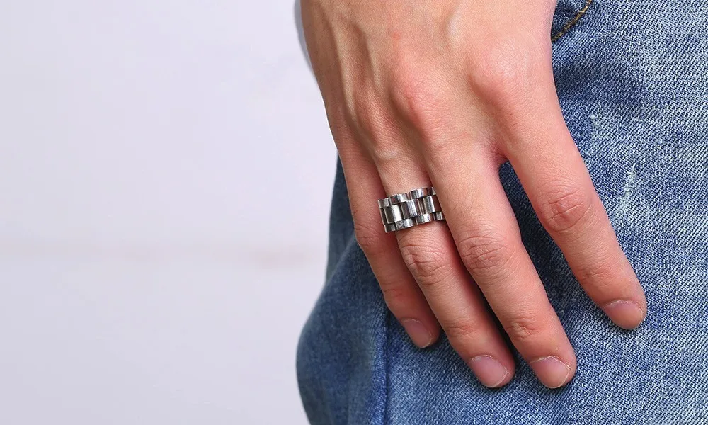 Men's Stainless Steel Chain Ring In Silver Tone 10mm Designer Watchbrand Confirt Fit Man Dropship Jewelry