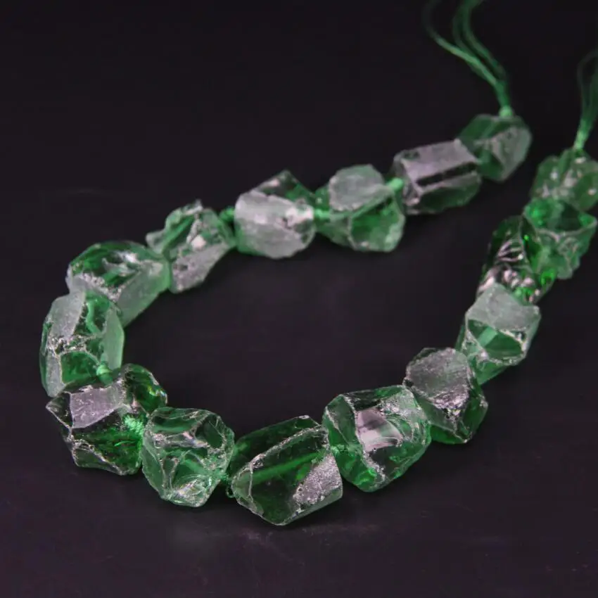 Натуральный зеленый кристаллический самородок 15 5 &quot/нитка необработанные