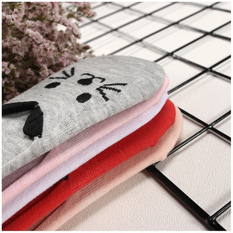 5 Pairs/lot Spring Cotton Ankle Socks For Korea Women's Cartoon Animal Cat Panda Pig Short Socks Female Sokken Slippers Meias images - 6