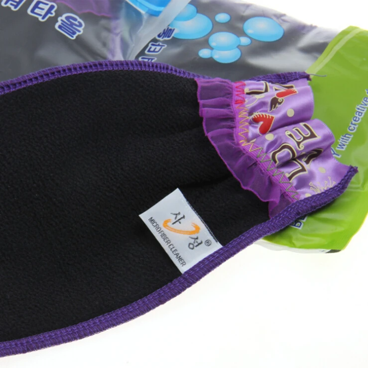 

Korean Magic Peeling Glove Scrubber with Color Lace Exfoliating Tan Removal Bath Mitts Double Layers Clean Bath Wash Towel SK474