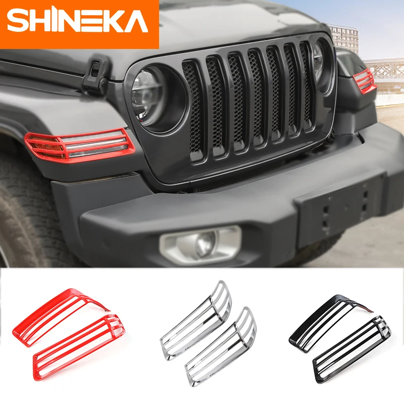 

SHINEKA ABS Car Wheel Eyebrow Lampshade Protection Headlight Trim Cover For Jeep Gladiator JT For Jeep Wrangler Sahara JL 2018+