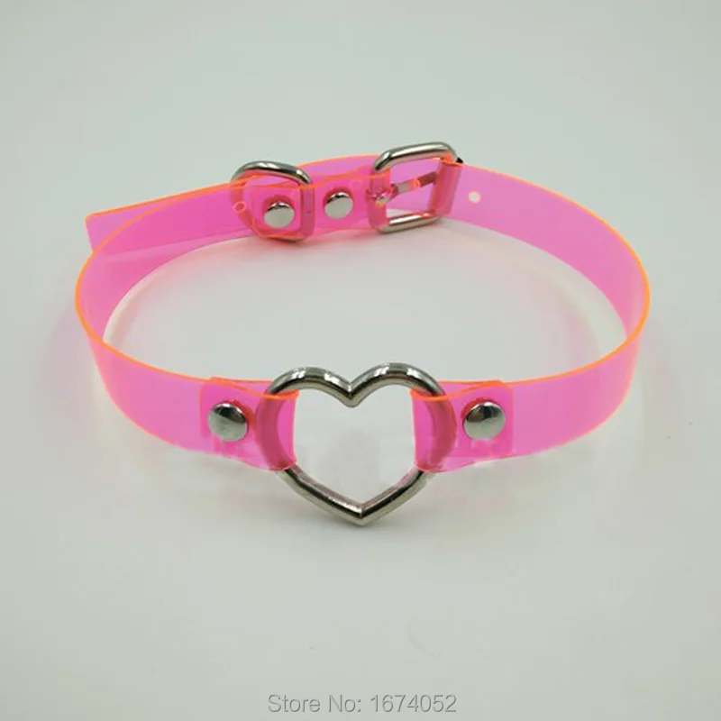 Модный женский чокер конфетных цветов с прозрачным сердцем для девушек 100%