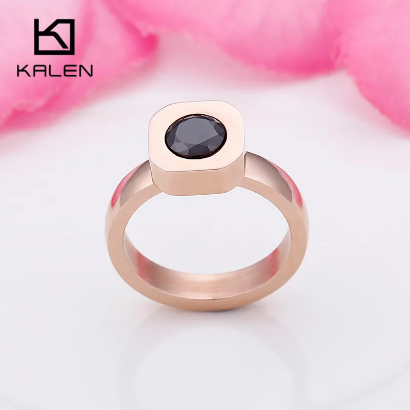 KR48037-K Недорогие кольца производства фирмы Kalen Tri-Цвет Нержавеющая сталь кольца для Для женщин Цвет Фул Mini Stone Перу кольца в богемном стиле обручальные кольца ювелирные изделия - Цвет основного камня: KR48037-K