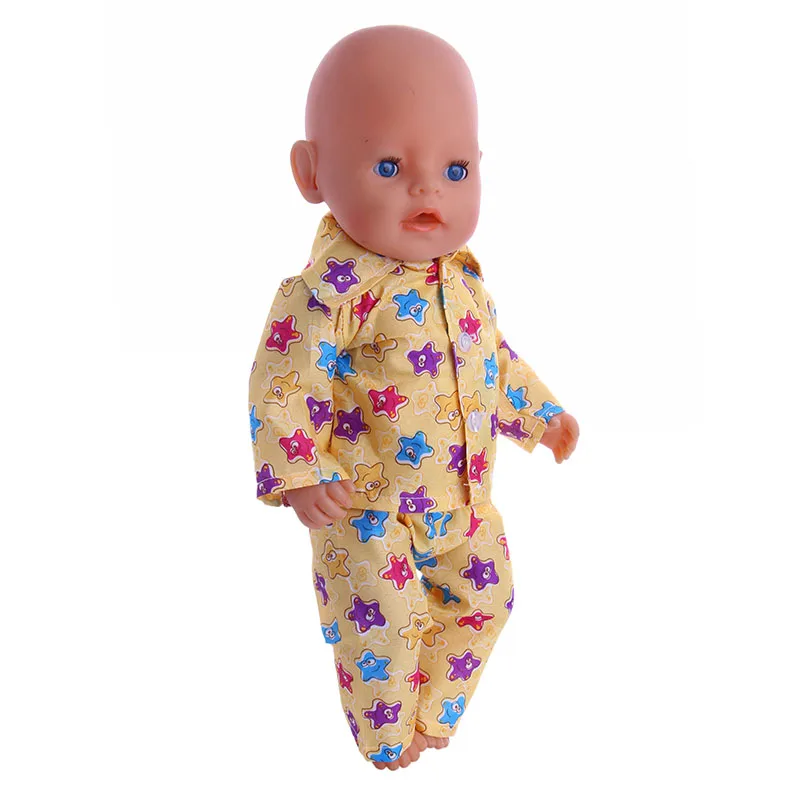 Luckdoll новая милая Пижама с желтым принтом в виде звезд Одежда для куклы подходит