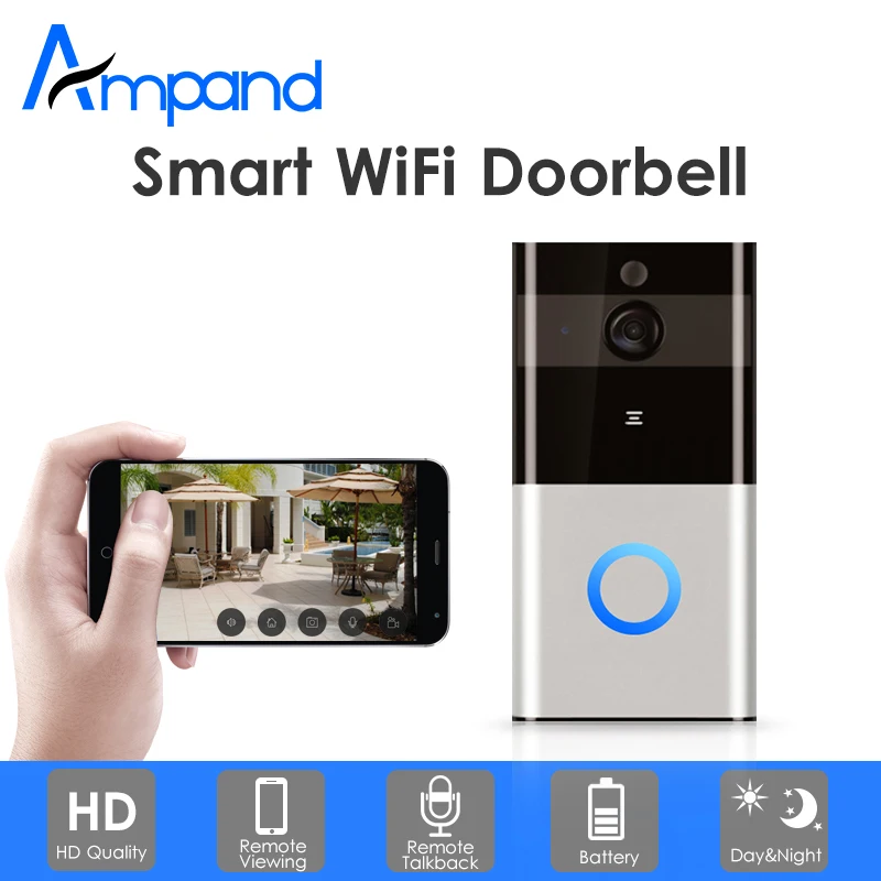 Ampand умный wifi видео дверной звонок Домофон 720P HD беспроводной камера для домашней