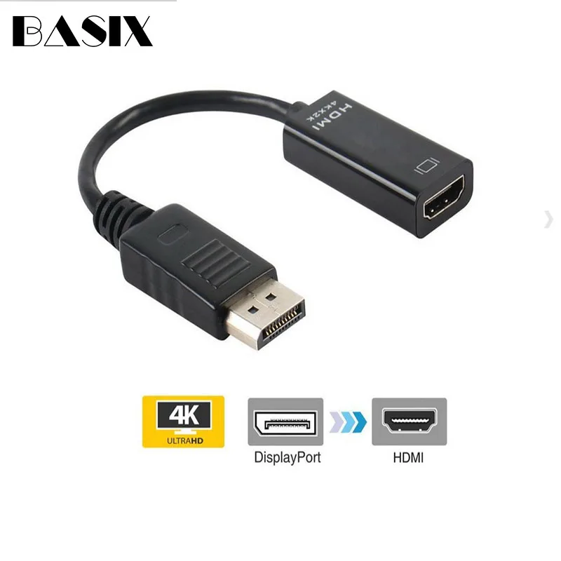 Адаптер Basix DP к HDMI DisplayPort 4k HDTV кабель адаптер конвертер мужчин и женщин поддержка