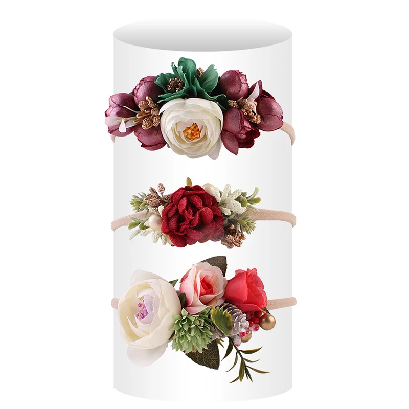 3PCS Floral Baby Headband Newborn Photograph Prop Girl Headbands Elastic Infant Head Band Hair Accessories for Party | Детская одежда и