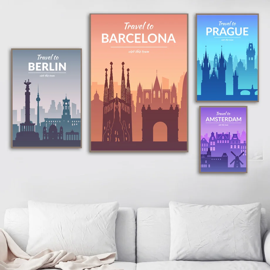 Париж Берлине Стамбул Прага florence Nordic Плакаты и декоративное настенное Искусство Рисунок холст картины настенные картины для Декор в гостиную