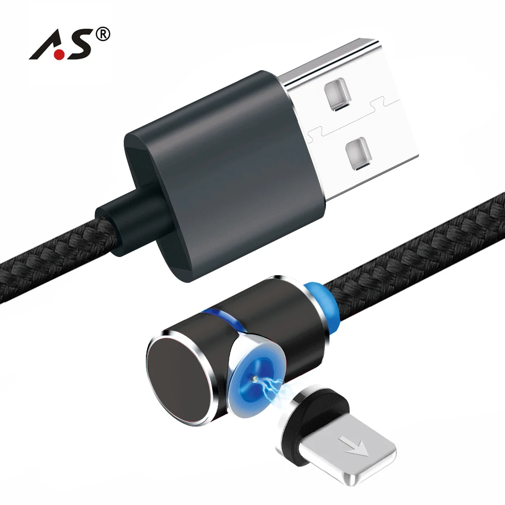 A. S 90 градусов L Тип Магнитный зарядный кабель для iPhone X 8 7 USB iPad кабели мобильных
