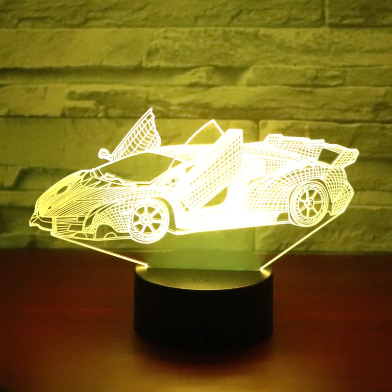 Светодиодный ночсветильник 3D спортивный автомобиль с улучшенным сознанием и