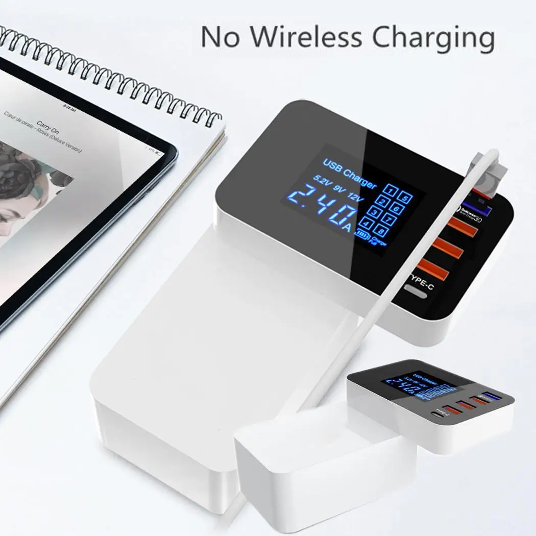 Быстрая смарт зарядка со светодиодным дисплеем несколько USB QC3.0 адаптер