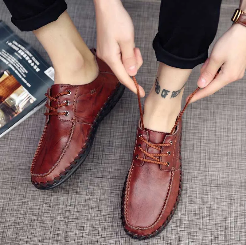 Новинка 2017 года Модные мужские повседневные кожаные туфли удобные мокасины на