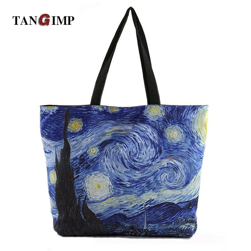 TANGIMP bayan canta Van сумочки Gogh Звездная ночь небо напечатанные сумки-шопперы для женщин