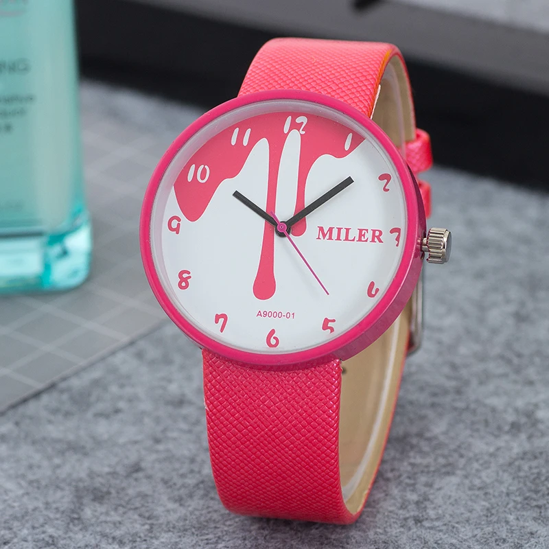 Часы наручные женские кварцевые с милым рисунком модные брендовые элегантные