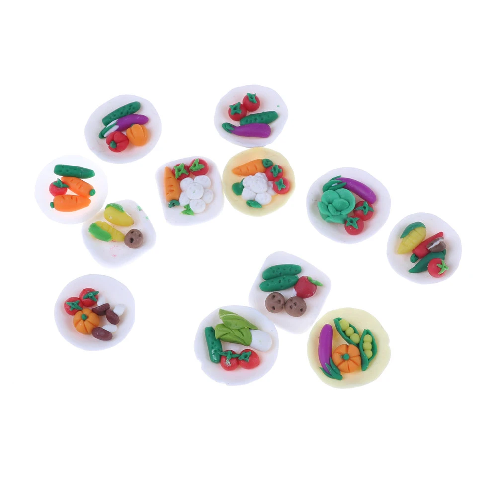 

Mini Vegetables Dish Plate Classic Pretend Play Gifts Presents Dollhouse Miniatures Food Kitchen Toys Table Decor