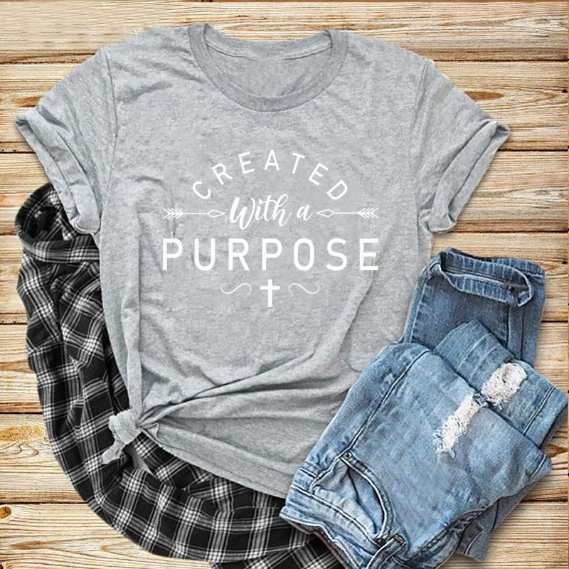 Созданная с целью крест печати футболка размера плюс женская христианская