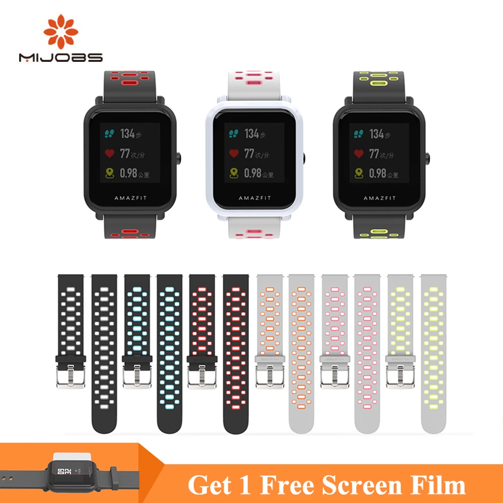 Ремешок Mijobs 20 мм для Huami Amazfit Bip силиконовый ремешок на запястье Xiaomi BIT PACE Lite Youth