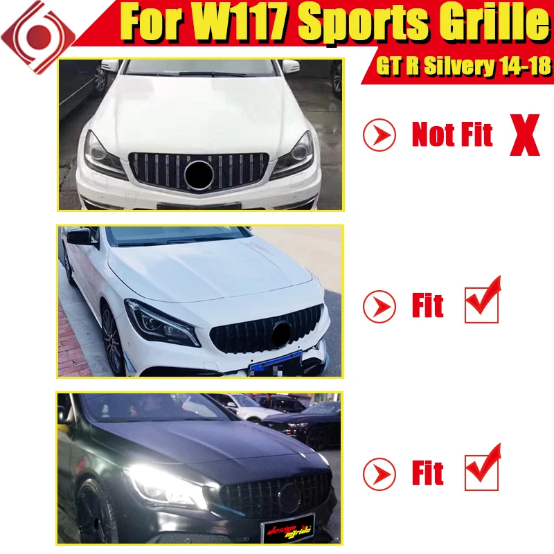 Передняя решетка бампера CLA W117 GTS ABS серебристый подходит для спортивных передних