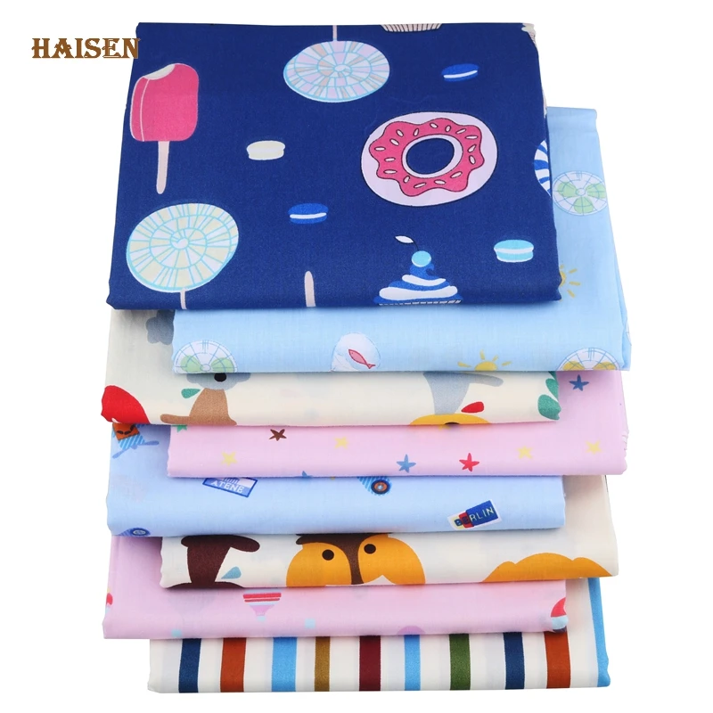 

Haisen,8pcs/lot,Cartoon Printed Twill Cotton Fabric,Patchwork Cloth,DIY Baby&Child Sewing Quilting Fat Quarters Material 50*40cm