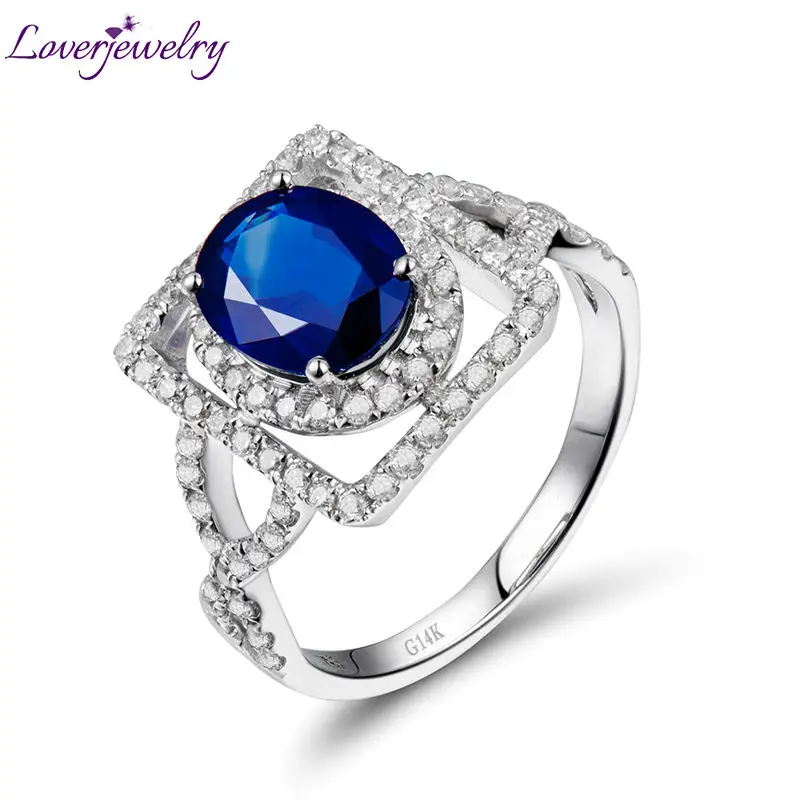 

Кольцо с овальным сапфиром 5 х7 мм, Ювелирное Украшение из белого золота 14 к с натуральными бриллиантами, обручальное с синим сапфиром, хорош...