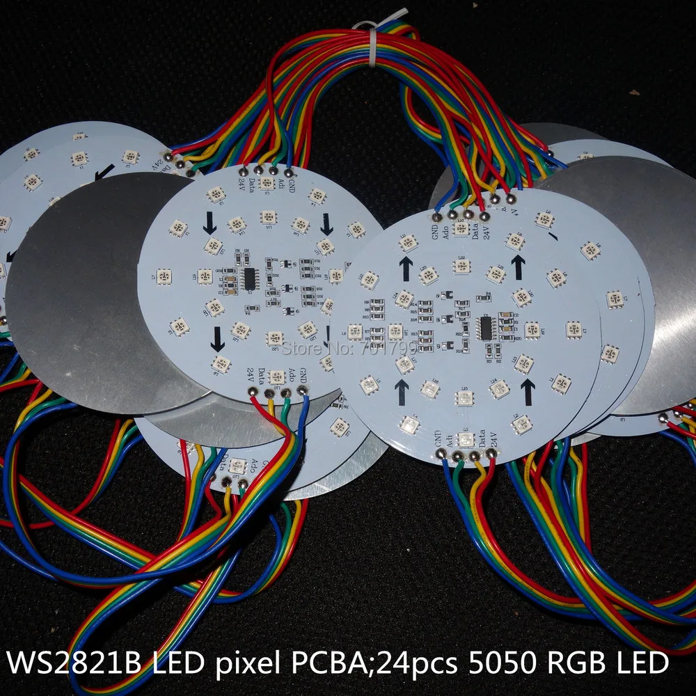 20 шт./компл. DC24V 100 мм диаметр WS2821B светодиодный пиксель PCBA; 24 шт. 5050 RGB светодиодный; IP33, waterproof'; 5,76 W