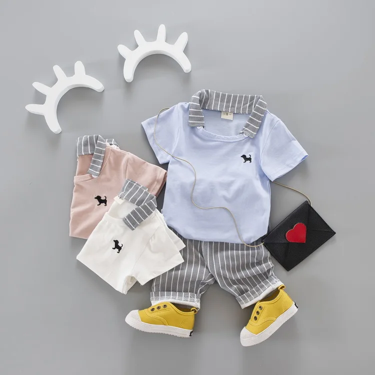 2PCS Toddler Infant Newborn Twins Baby Boy Girls Casual T shirt Strip Pants Outfits Pajamas Suit | Детская одежда и обувь