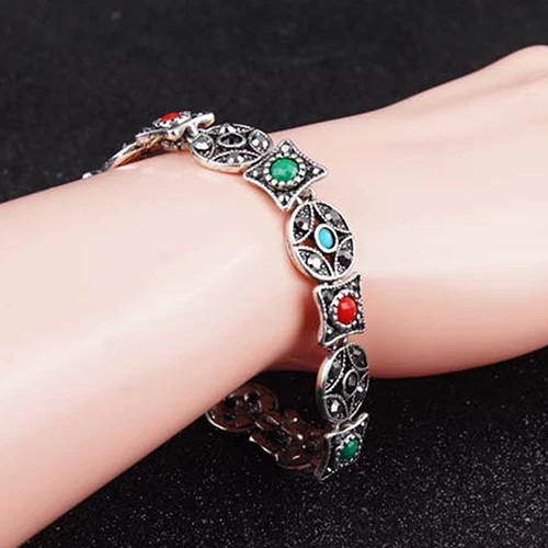 Женский Браслет манжета в стиле бохо ретро круглая монета ромбовидная форма