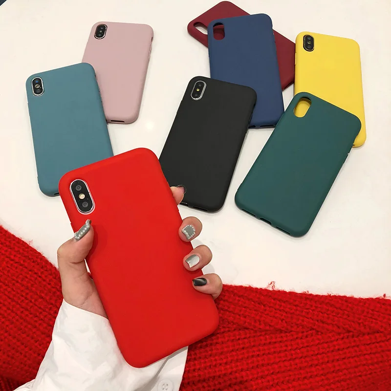 Fashion Original Simple Couple Phone Case For iPhone 6 6S 7 8 Plus X XS MAX XR Soft TPU Solid Color Back Cover Funda |