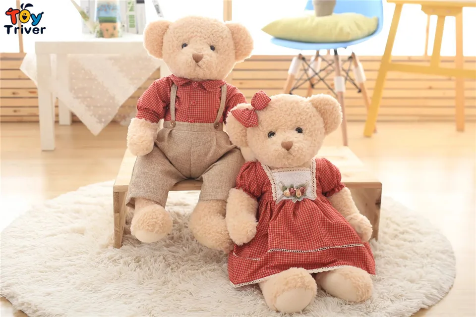 Качественный плюшевый медвежонок для пар игрушка в ретро стиле пасторальные