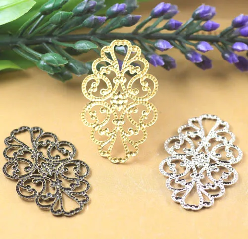 Винтажная филигранная плоская Цветочная повязка 22x32 мм европейские застежки для