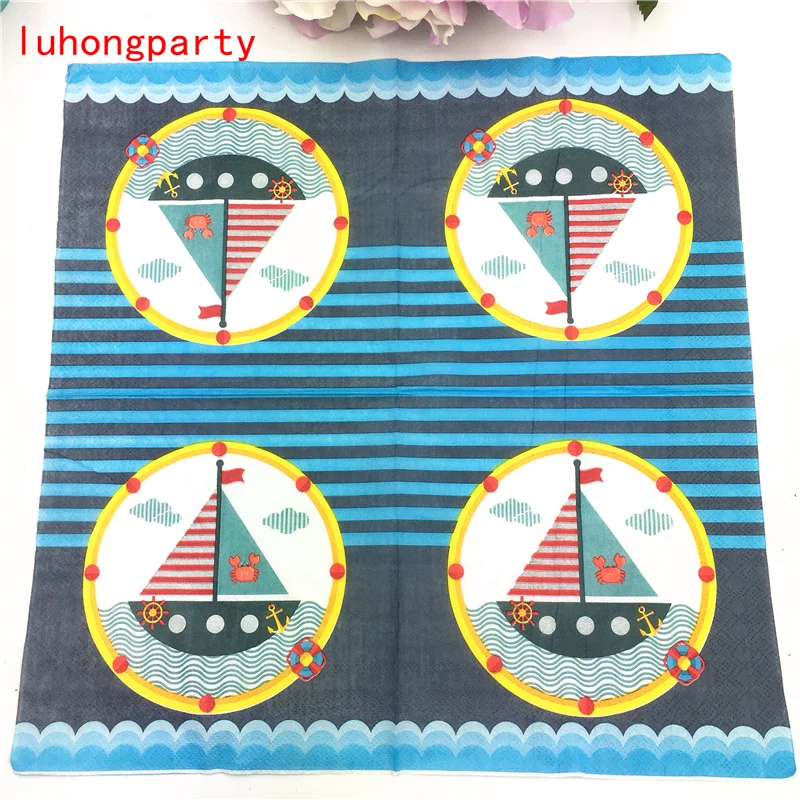

61PCS Sailing Boat 20napkins+20cups+20plates+1pcs Tablecover for KIDS Birthday Party Decoration Supplies 20people Use