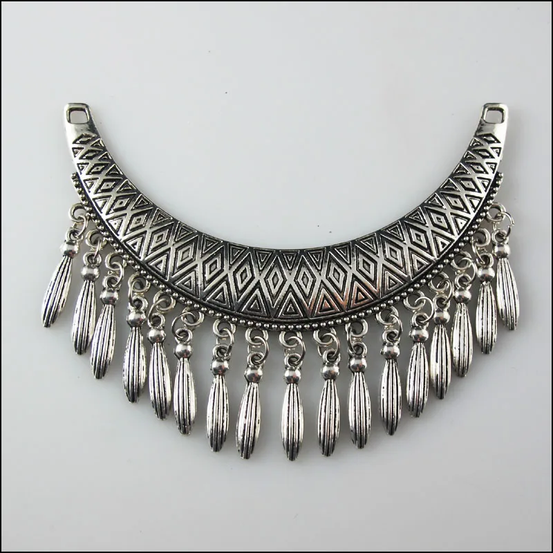 2 шт. Тибетский серебристый цвет Луна Ленточки Подвески Разъемы 70x88mm|silver moon