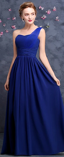 Синий Robe de soiree Модное Элегантное Длинное Сиреневое платье подружки невесты на одно плечо летние платья Свадебные гостей H3960 - Цвет: Синий