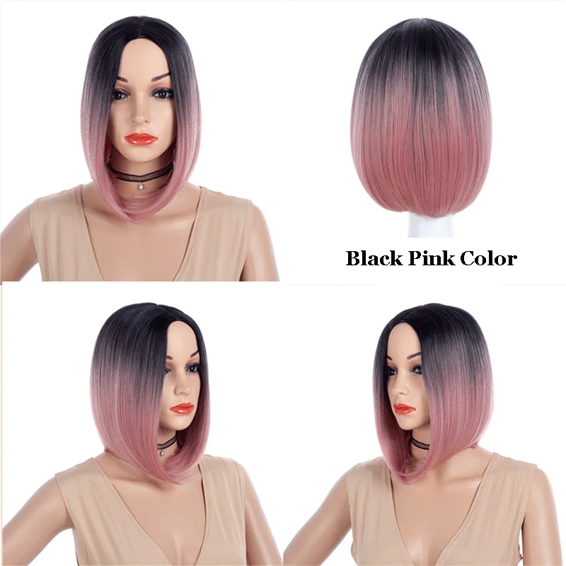 MSI Wigs два тона блонд Омбре парик натуральный афро короткие прямые волосы синтетические парики для женщин термостойкие