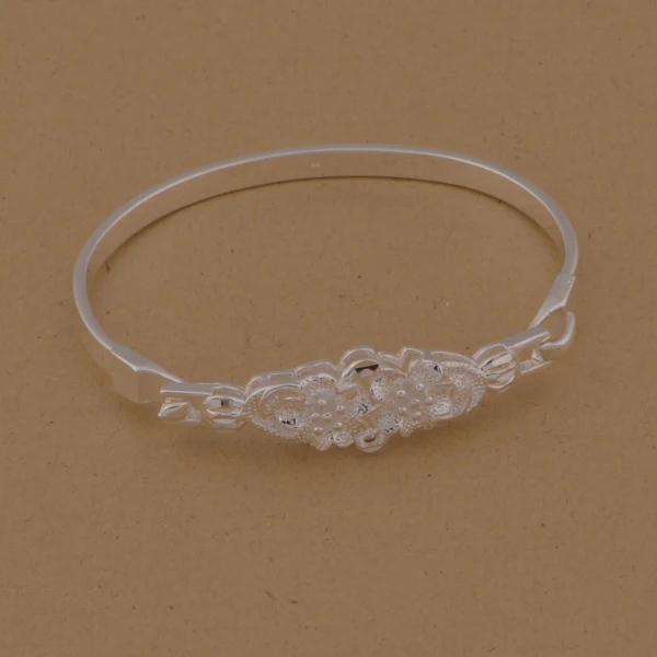 2018 New Simple Design Mental Bracelet With Flowers Silver Bangles For Women 925 Luxury Brand Designer Thin Love | Украшения и