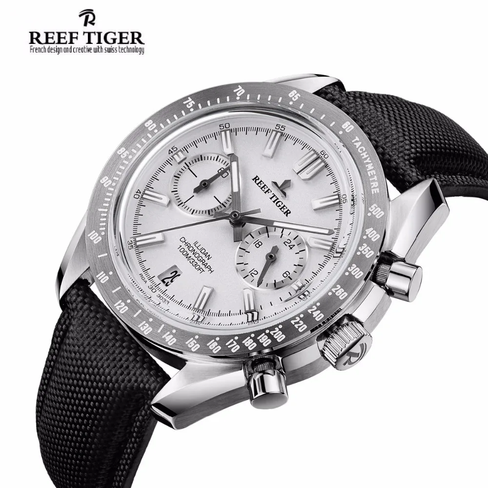 Бренд Reef Tiger Роскошные мужские часы спортивный хронограф водонепроницаемые