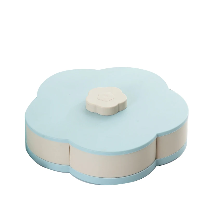 blue single-layer L Hoomall креативная пластиковая вращающаяся коробка для фруктов, коробка для конфет с цветами, закуска с держателем для мобильного телефона, коробка для сухофруктов - Цвет: blue single-layer L