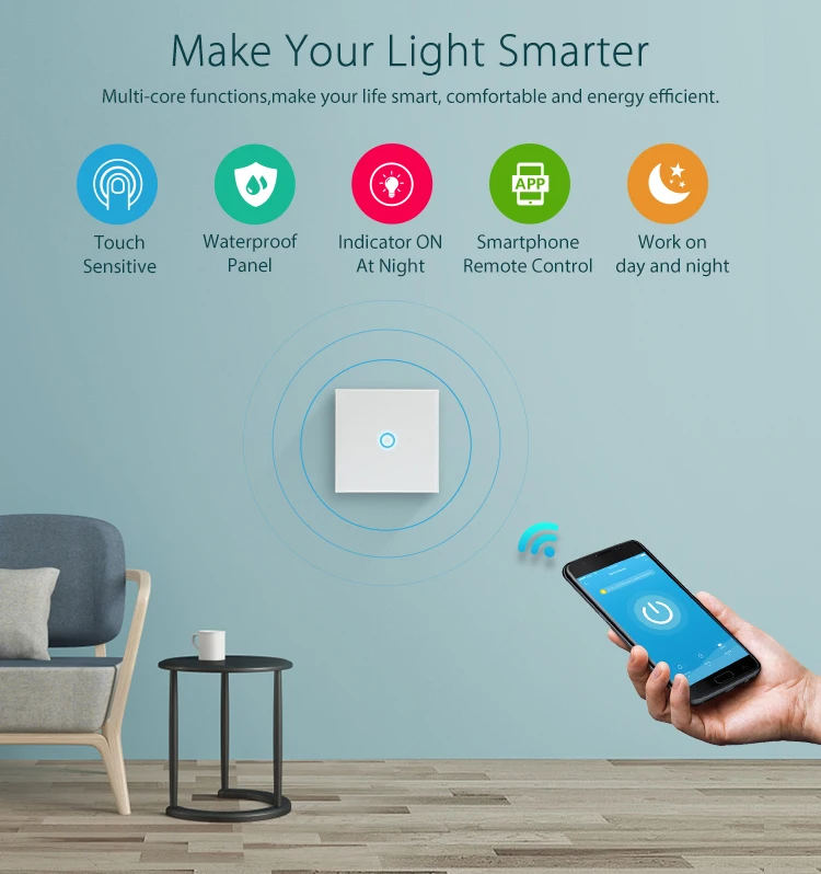 Yobang безопасности 2.4g WiFi Smart Touch переключатель приложение Беспроводной удаленного