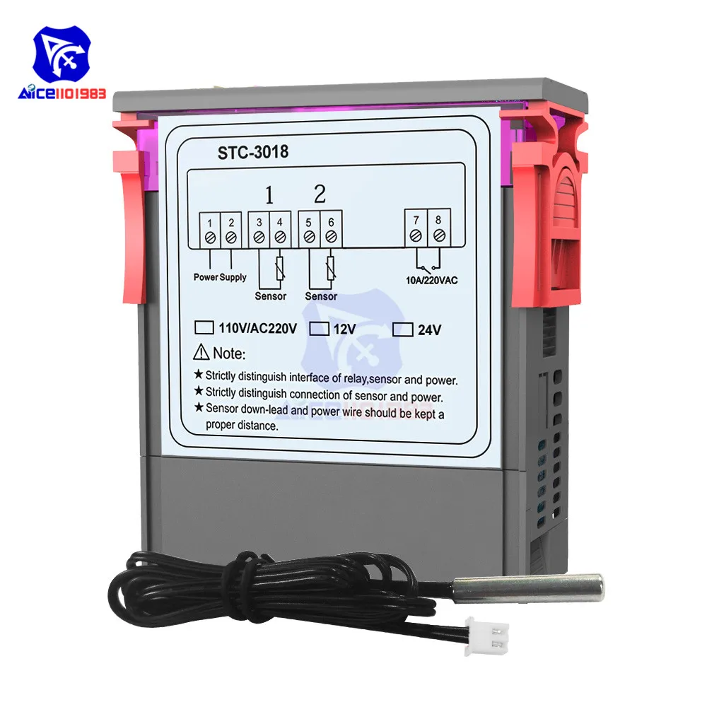 STC 3018 12V 24V 220V термометр двойной светодиодный цифровой трубчатый регулятор