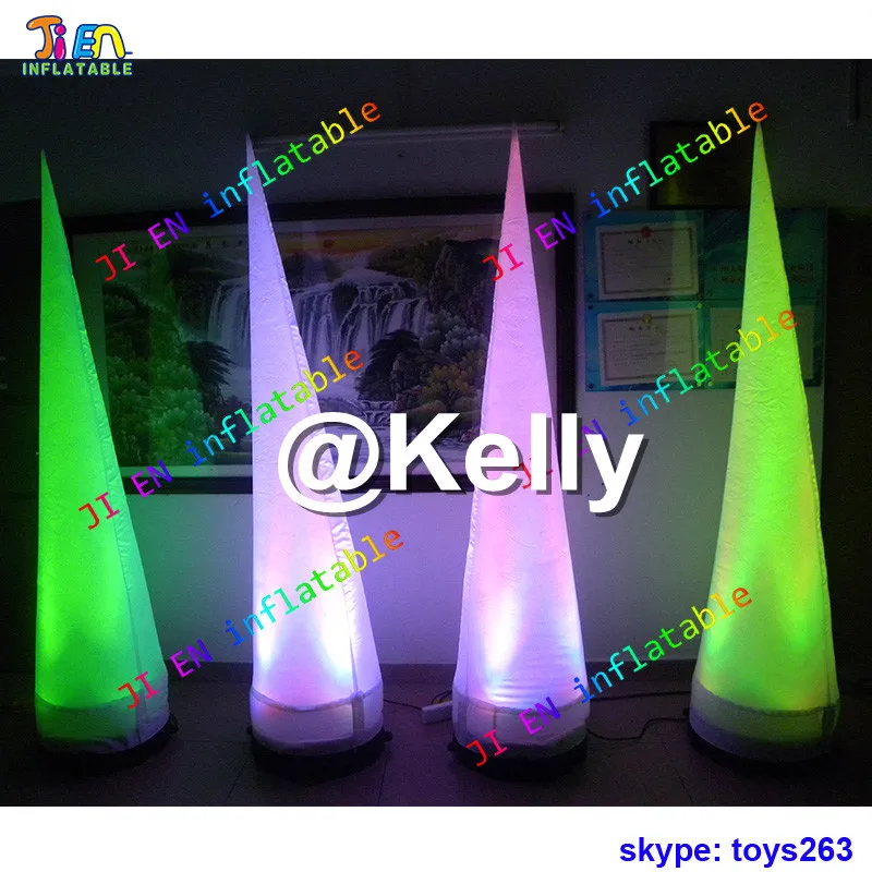 Бесплатная доставка двери Красочный светодиодный надувной конус для украшения
