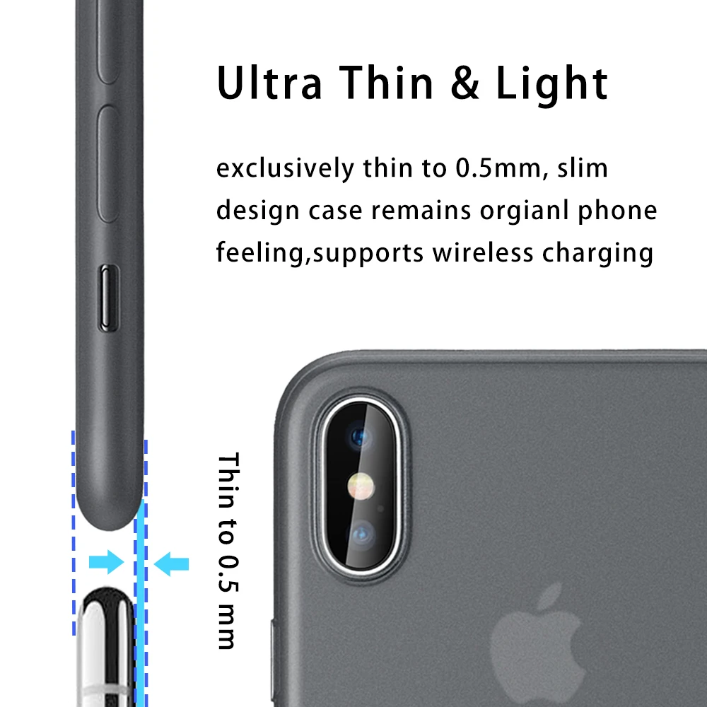 TIEGEM Phone Case for iPhone X XS XR Ultra-Thin Super Soft Plain Matte TPU Silicone Anti-slip Back Cover Max | Мобильные телефоны и