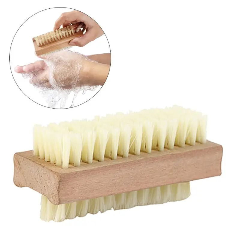 Щетка для обрезки ногтей деревянная двухсторонняя ручка нейлоновая щетина