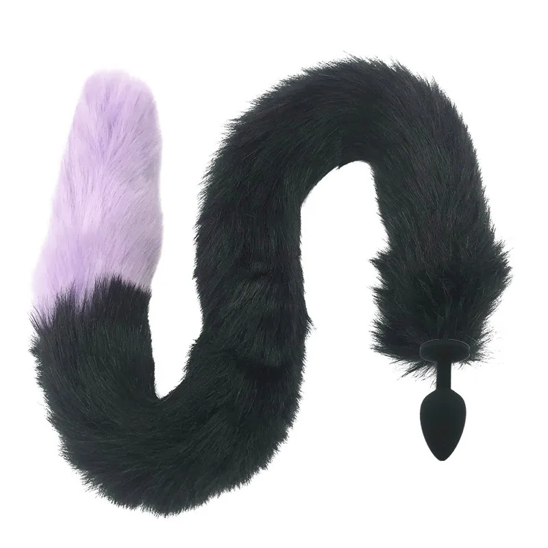 80cm Long Fox Tail Black Wolf Fake hair Lovely Butt Metal Plug Anal Sex Toy Animal RolePlay Cosplay | Красота и здоровье