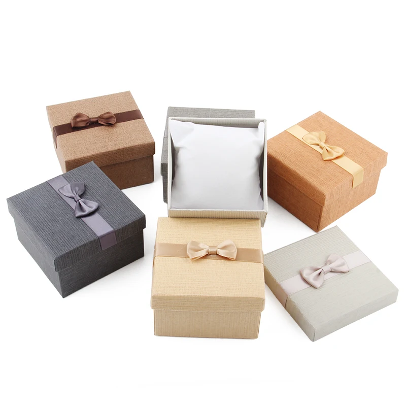 

TONVIC 12 Mixed Color Line Paper Watch Display Box Tie Covered Bracelet Case Jewellery Box With Pillow