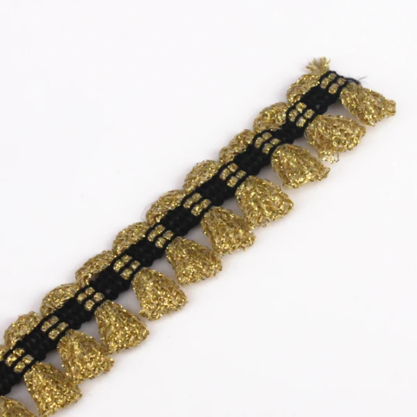 Ремесло плетеная Золотая декоративная бахрома кружевная лента с кисточкой