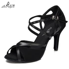 Женские бальные туфли Ladingwu, Фланелевые Туфли из искусственной кожи на высоком каблуке, красныечерные туфли на мягкой подошве для латинских танцев, сальсы