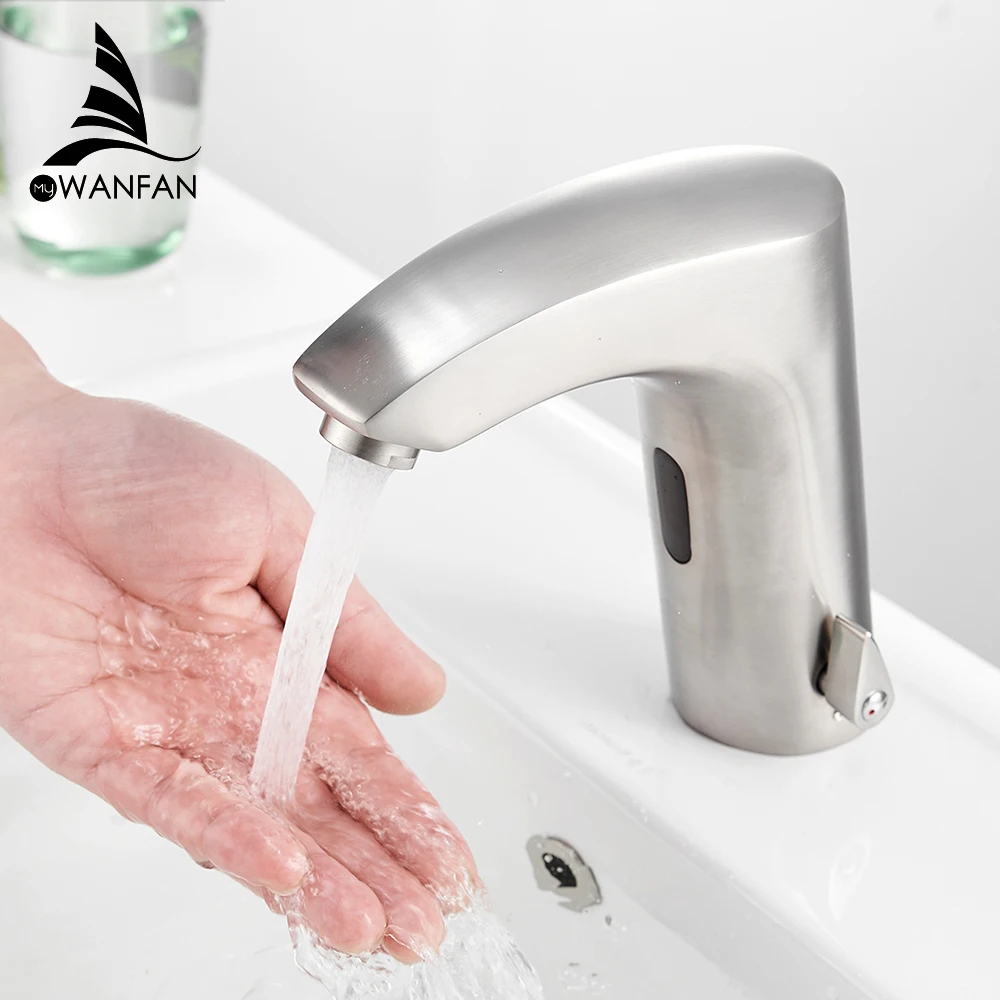Banyo musluk elektrikli otomatik sensör mikser fotoselli mutfak lavabo havzası pil gücü sıcak ve soğuk su muslukları 8024SN